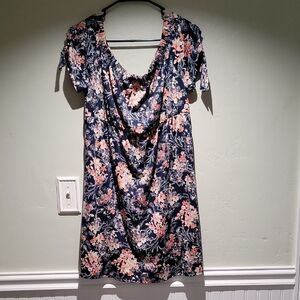 Perseption Maternity Navy and Pink Floral Dress
